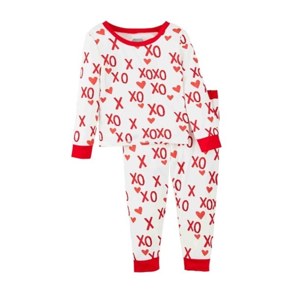 Mud Pie Kids Valentine Heart XO Long Sleeve Pajamas Set 9-12 Months